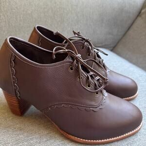 ELF Made by Hand Lace Oxford Heels Shoes Vintage-style Boho Women's 12